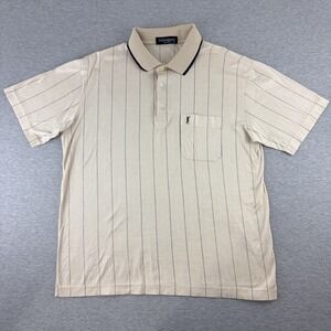 Yves Saint Laurent Pour Homme Beige Striped Polo Shirt 100% Cotton Size 100